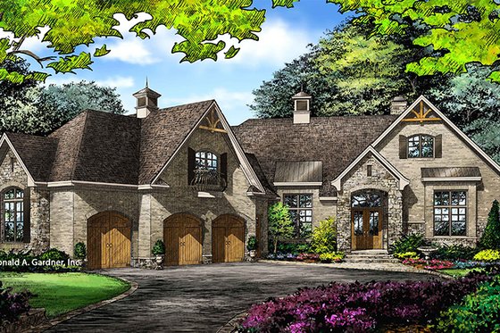 Exterior - Front Elevation 3 for Country House Plan #929-1006 - 3 bed, 3.5 bath
