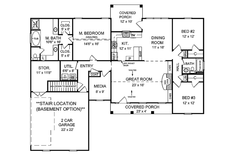 Dream House Plan - Floor Plan - Main Floor for Colonial House Plan #21-406 - 3 bed, 2 bath