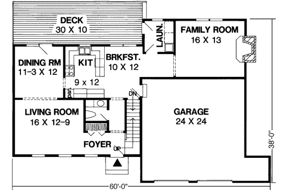 Floor Plan - Main Floor for Colonial House Plan #312-117 - 4 bed, 2.5 bath