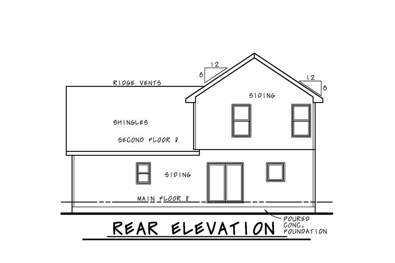 House Blueprint - Exterior - Rear Elevation for Traditional House Plan #20-2501 - 3 bed, 2.5 bath