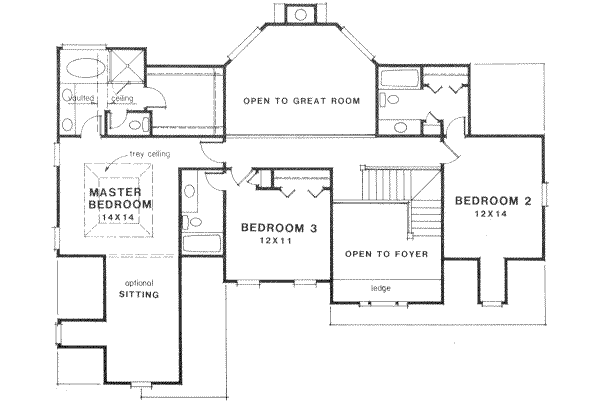 House Design - Traditional Floor Plan - Upper Floor Plan #129-119