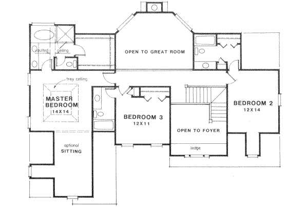 House Blueprint - Traditional Floor Plan - Upper Floor Plan #129-119