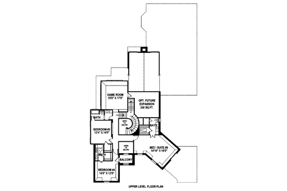 Floor Plan - Upper Floor for European House Plan #141-288 - 5 bed, 5.5 bath