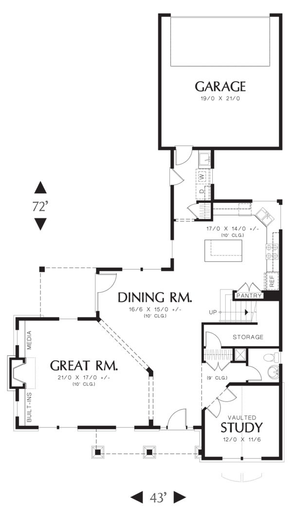 Home Plan - Craftsman Floor Plan - Main Floor Plan #48-577