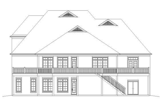Exterior - Rear Elevation for European House Plan #81-13911 - 4 bed, 4 bath
