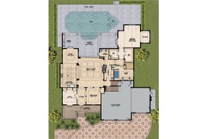 Floor Plan - Main Floor for Mediterranean House Plan #548-14 - 4 bed, 4.5 bath