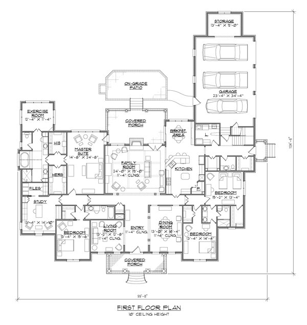 House Blueprint - Colonial Floor Plan - Main Floor Plan #1054-60