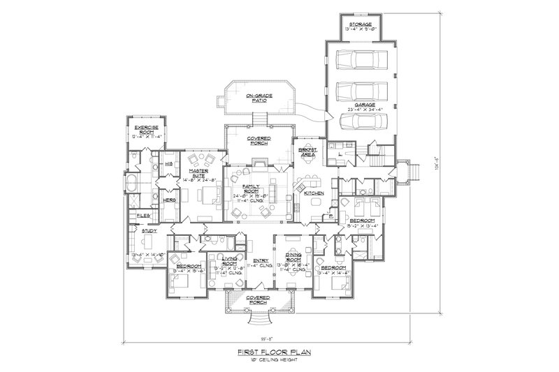 House Design - Floor Plan - Main Floor 3 for Colonial House Plan #1054-60 - 4 bed, 3.5 bath