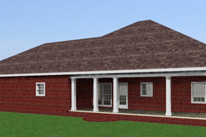 Home Plan - Exterior - Rear Elevation for Southern House Plan #44-143 - 3 bed, 2 bath