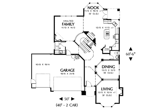 Floor Plan - Main Floor for Traditional House Plan #48-226 - 5 bed, 2.5 bath
