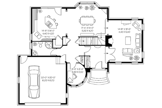 Floor Plan - Main Floor for European House Plan #23-367 - 3 bed, 2 bath