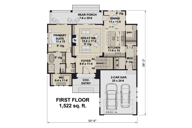 Dream House Plan - Floor Plan - Main Floor for Traditional House Plan #51-1299 - 3 bed, 3.5 bath