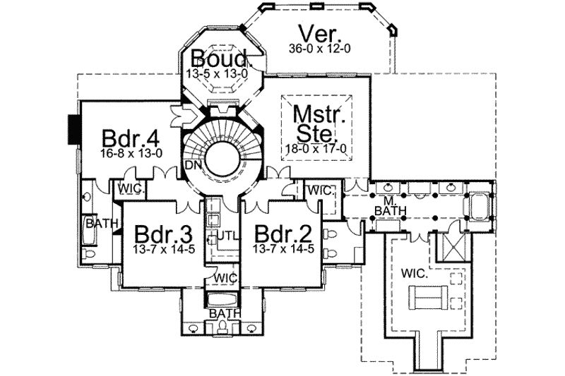 Architectural House Design - Floor Plan - Upper Floor for European House Plan #119-104 - 4 bed, 3.5 bath