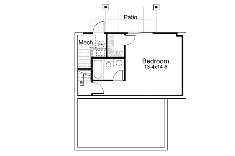 Architectural House Design - Floor Plan - Lower Floor for Cottage House Plan #57-394 - 1 bed, 1.5 bath