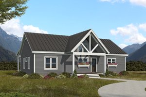 House Design - Exterior - Front Elevation for Country House Plan #932-1018 - 3 bed, 2 bath