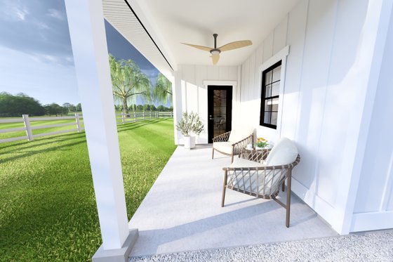 Exterior - Covered Porch for Farmhouse House Plan #126-295 - 1 bed, 1 bath