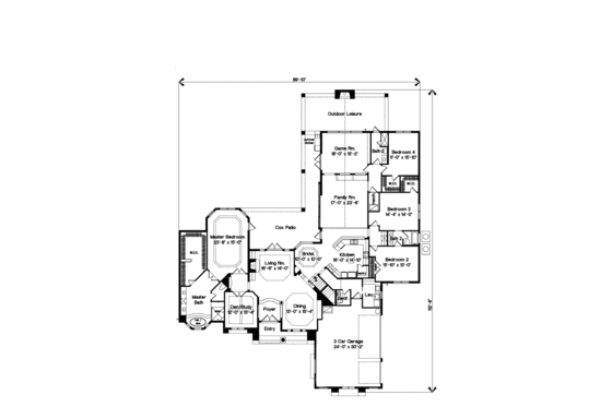 Floor Plan - Main Floor for European House Plan #135-178 - 5 bed, 4.5 bath
