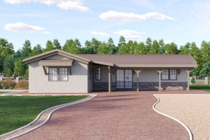 Exterior - Front Elevation 3 for Ranch House Plan #1106-109 - 3 bed, 1 bath