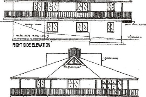 Exterior - Rear Elevation 1 for Beach House Plan #320-292 - 3 bed, 2 bath