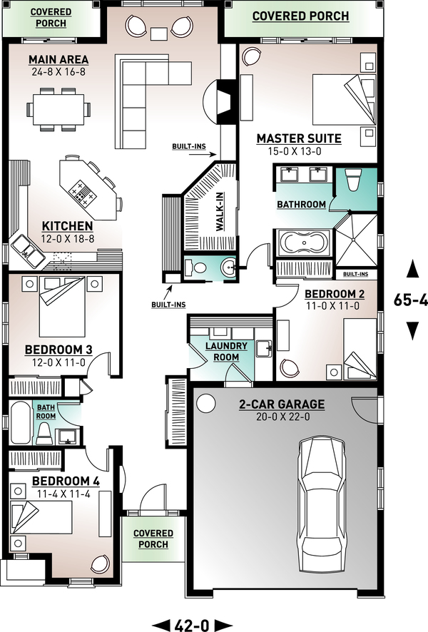 Home Plan - Mediterranean Floor Plan - Main Floor Plan #23-2215