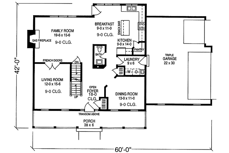 Architectural House Design - Floor Plan - Main Floor for Country House Plan #981-38 - 3 bed, 2.5 bath