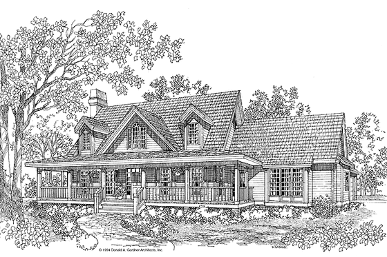 Exterior - Front Elevation 3 for Country House Plan #929-212 - 3 bed, 2.5 bath