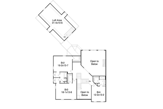 Floor Plan - Upper Floor for Country House Plan #57-628 - 4 bed, 3.5 bath