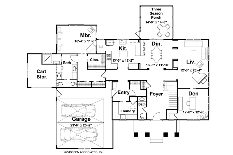 Home Plan - Floor Plan - Main Floor for Country House Plan #928-86 - 3 bed, 3.5 bath