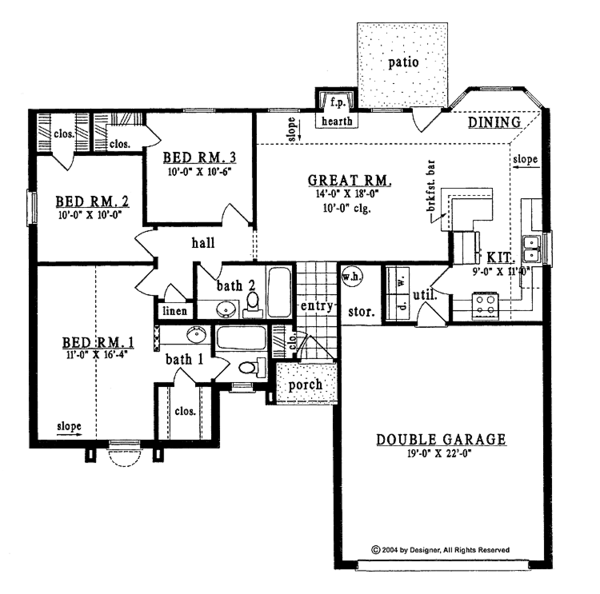 House Blueprint - Ranch Floor Plan - Main Floor Plan #42-545