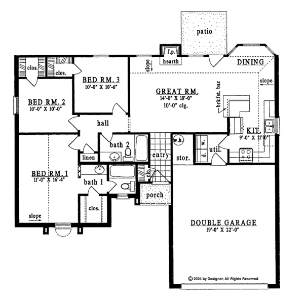Architectural House Design - Ranch Floor Plan - Main Floor Plan #42-545