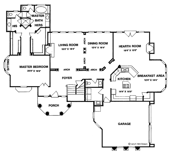 Architectural House Design - Mediterranean Floor Plan - Main Floor Plan #952-30