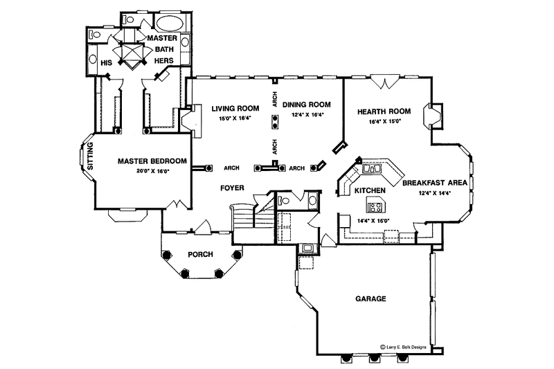 Home Plan - Floor Plan - Main Floor for Mediterranean House Plan #952-30 - 4 bed, 3.5 bath
