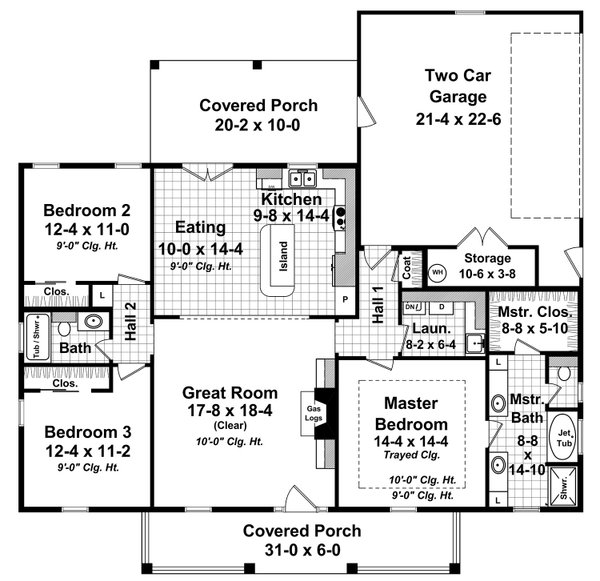 House Blueprint - Country Floor Plan - Main Floor Plan #21-504