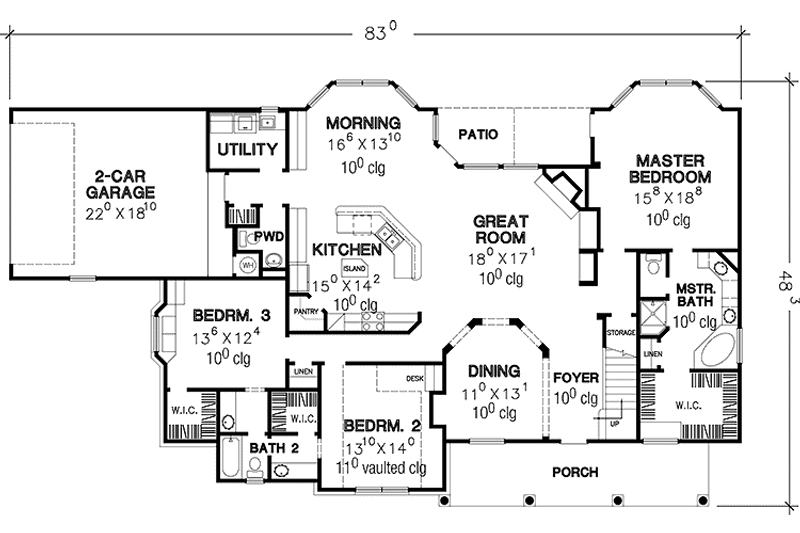 Home Plan - Floor Plan - Main Floor for Country House Plan #472-357 - 3 bed, 20.5 bath