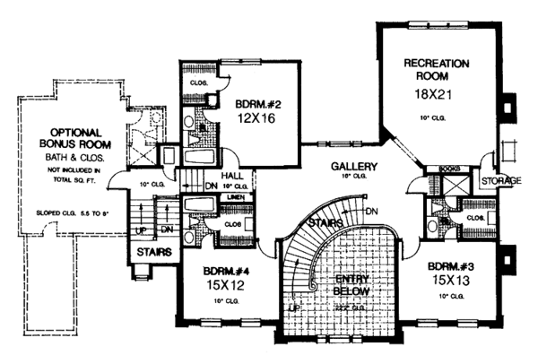 House Design - Colonial Floor Plan - Upper Floor Plan #310-1033
