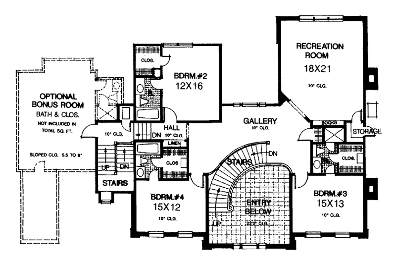Home Plan - Floor Plan - Upper Floor for Colonial House Plan #310-1033 - 4 bed, 5.5 bath