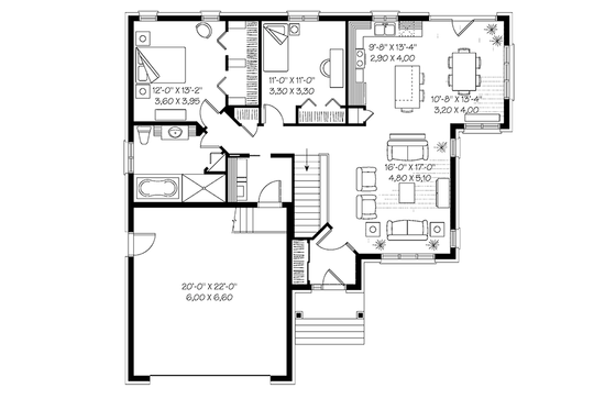 Floor Plan - Main Floor for European House Plan #23-2535 - 2 bed, 1 bath