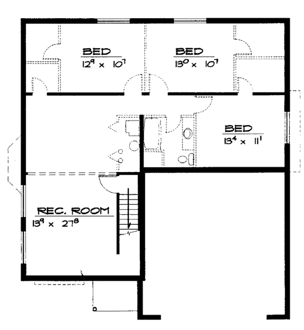 House Design - Ranch Floor Plan - Upper Floor Plan #308-261