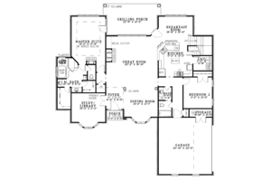 Floor Plan - Main Floor for Traditional House Plan #17-2811 - 4 bed, 3 bath