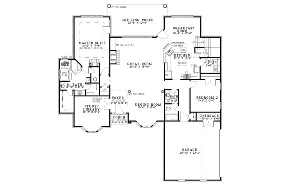 Floor Plan - Main Floor for Traditional House Plan #17-2811 - 4 bed, 3 bath