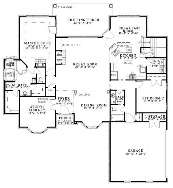 Dream House Plan - Traditional Floor Plan - Main Floor Plan #17-2811