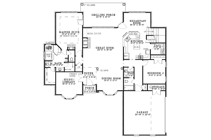 Home Plan - Floor Plan - Main Floor for Traditional House Plan #17-2811 - 4 bed, 3 bath