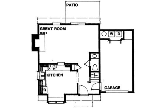 Floor Plan - Main Floor for Colonial House Plan #30-221 - 2 bed, 2.5 bath