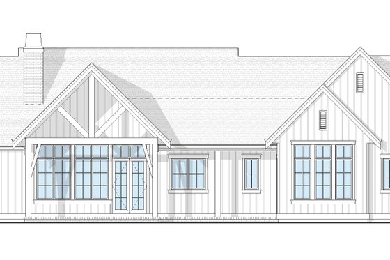 Exterior - Rear Elevation 2 for Farmhouse House Plan #1114-122 - 3 bed, 2.5 bath