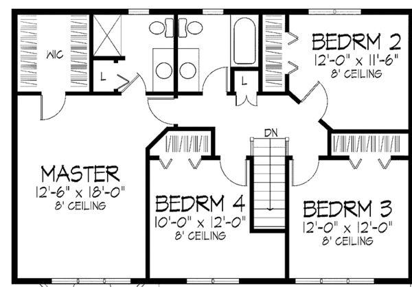 Architectural House Design - Tudor Floor Plan - Upper Floor Plan #51-723
