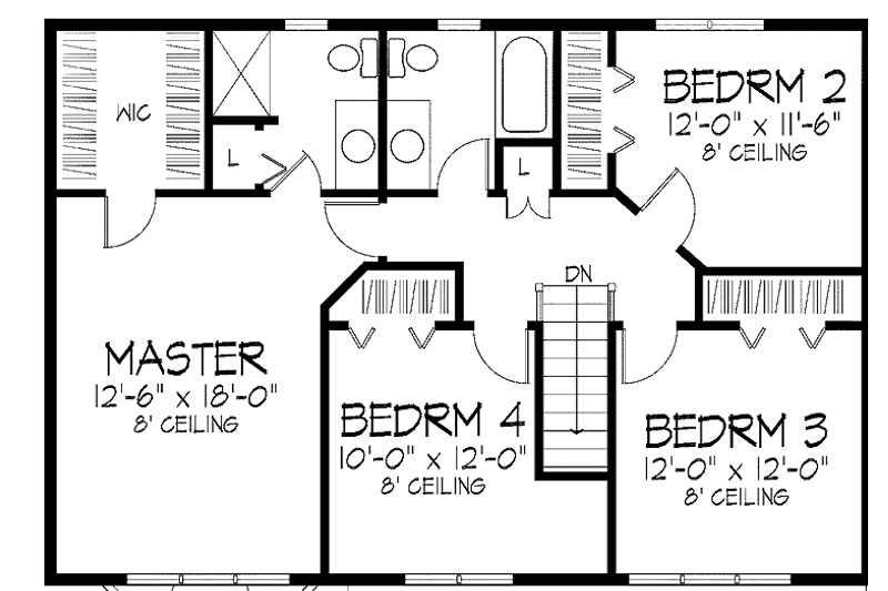 Home Plan - Floor Plan - Upper Floor for Tudor House Plan #51-723 - 4 bed, 2.5 bath