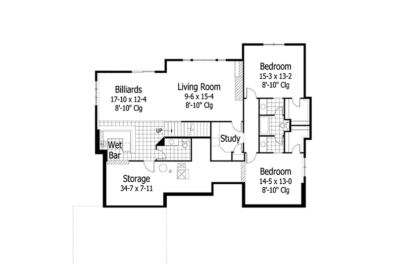 Home Plan - Floor Plan - Lower Floor for Colonial House Plan #51-1068 - 3 bed, 2 bath