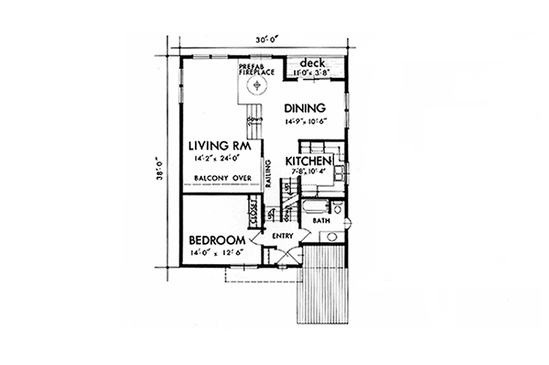 Home Plan - Floor Plan - Main Floor for Contemporary House Plan #320-1199 - 2 bed, 2.5 bath