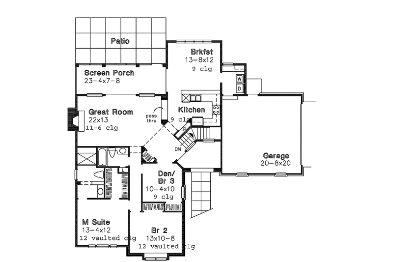 Home Plan - Floor Plan - Main Floor for Contemporary House Plan #320-959 - 2 bed, 2 bath