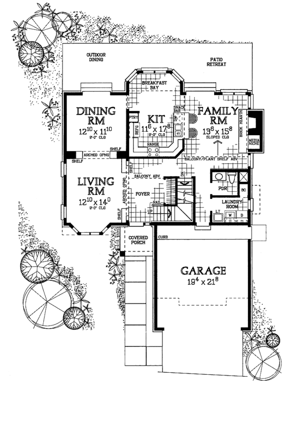 House Blueprint - Traditional Floor Plan - Main Floor Plan #72-930